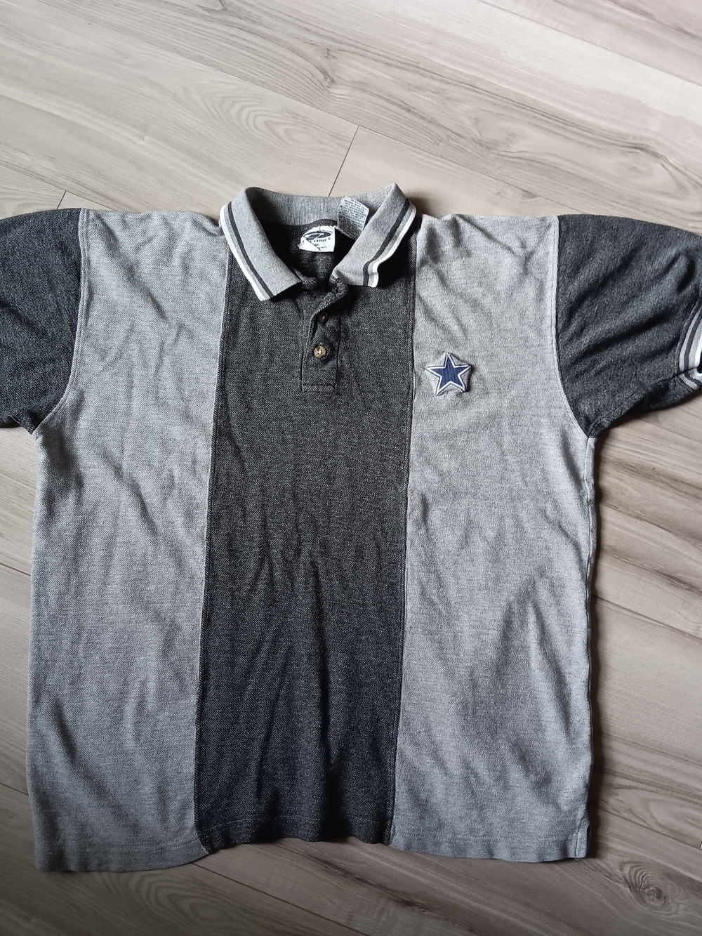edge Two-Tone Gray Polo Shirt with Star Patch